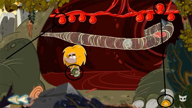 Нажмите на отростки чтобы достать монетку и открыть ноготь на передней лапе для управление мозгом 