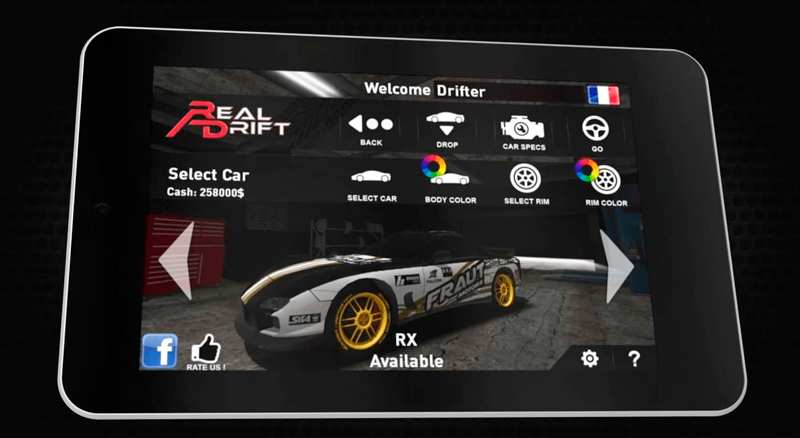 Меню Real Drift Car Racing